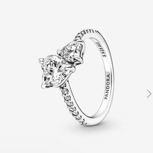 Pandora Double Heart Sparkling Ring